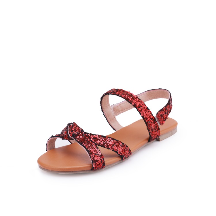 Sporty Open Toe Flat Sandals with Sequins - Image 2