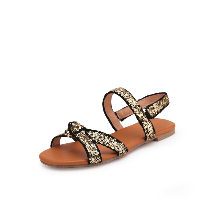 Sporty Open Toe Flat Sandals with Sequins - Image 3