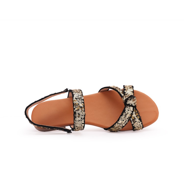 Sporty Open Toe Flat Sandals with Sequins - Image 5