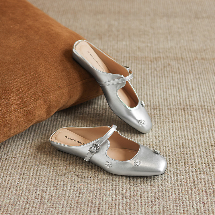 Women’s Closed Toe Chunky Heel Slippers for Summer