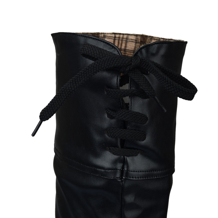 Women's Faux Leather Riding Boots with Chunky High Heel and Platform - Image 2