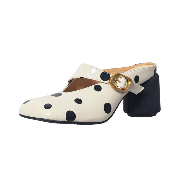 Women's High Heel Closed Toe Slippers with Polka Dot Print - Image 5