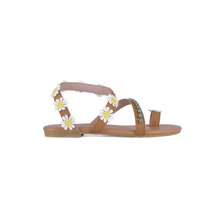 Women’s Sport Sandals with Flower Detail Open Toe Flat Heel