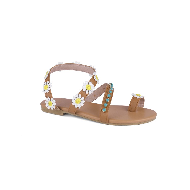 Women's Sport Sandals with Flower Detail Open Toe Flat Heel - Image 2