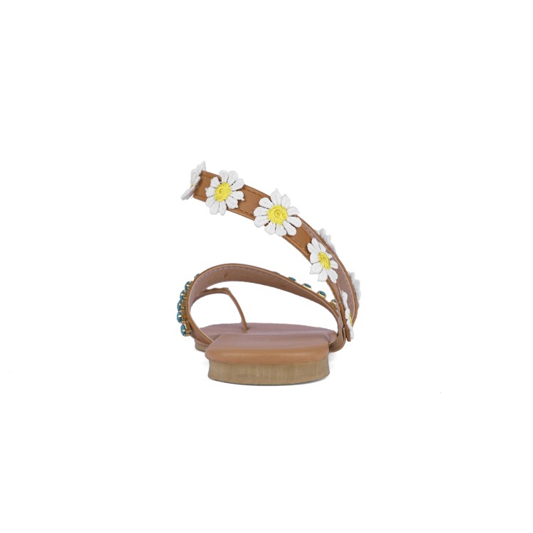 Women's Sport Sandals with Flower Detail Open Toe Flat Heel - Image 3